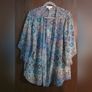 Forever 21 Blue and Gray Patterned Kimono Top